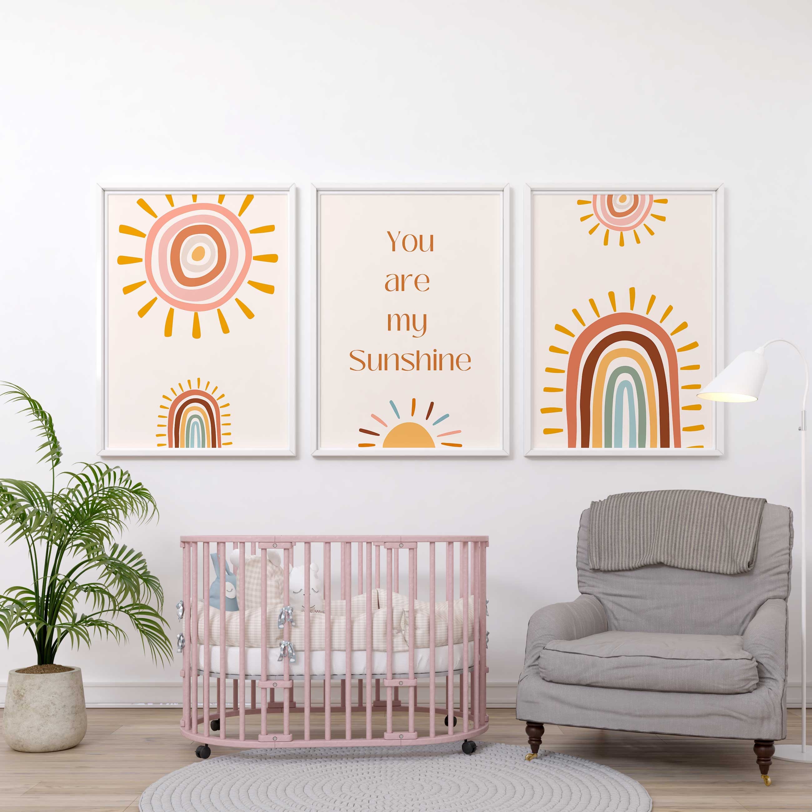 KOYILTD 'You Are My Sunshine' Wall Art – Boho Nursery Decor, Wooden Wall Hanging, 12x6.7 Inches