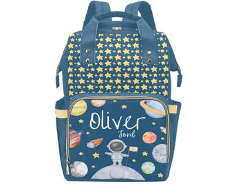 Personalized Space Diaper Backpack, Blue Baby Boy Shower Gift
