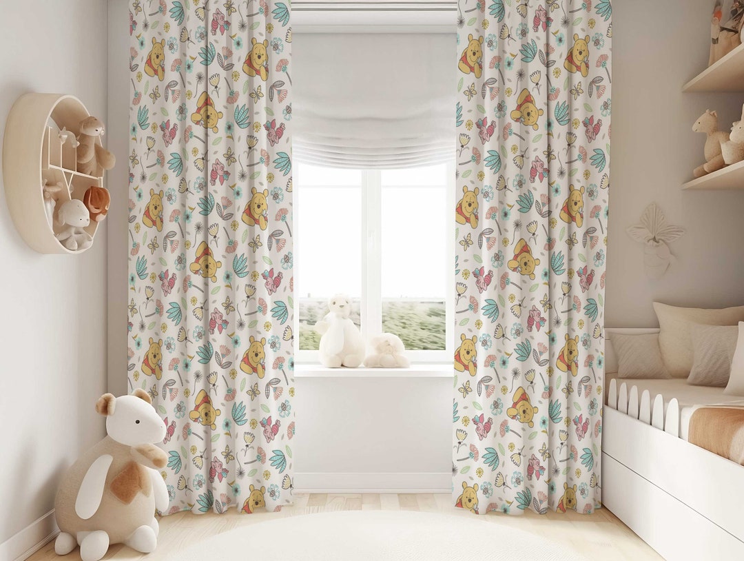くまのプーさん 子供部屋用カーテン：遮光タイプ、50x84インチ - Etsy 日本