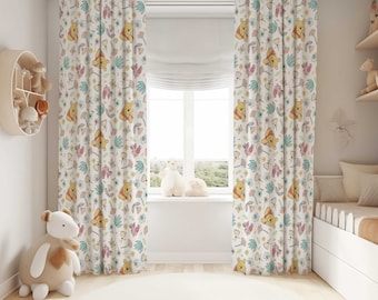 くまのプーさん 子供部屋用カーテン：遮光タイプ、50x84インチ - Etsy 日本