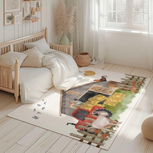 Farm nursery area rug | Barn nursery rug | carpet for kids' bedroom | farm nursery theme | Boy farm nursery play rug | Nursery Play Mat