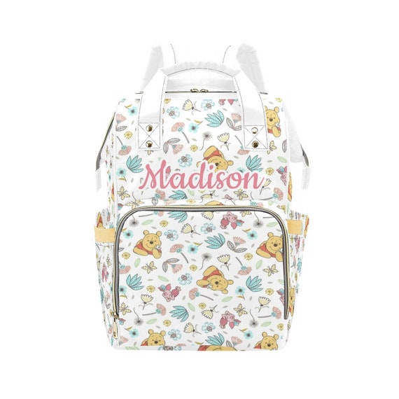 Personalized Winnie the Pooh Diaper Bag Backpack, Custom Name Baby Bag, baby girl Baby Shower Gift