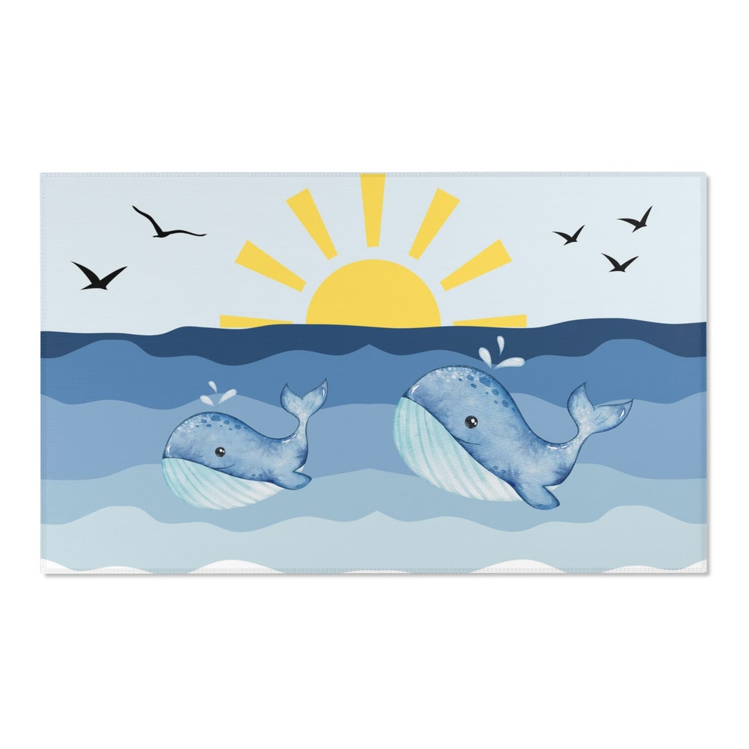 Whale Nursery and Kids' Bedroom Area Rug Ocean Nursery Etsy