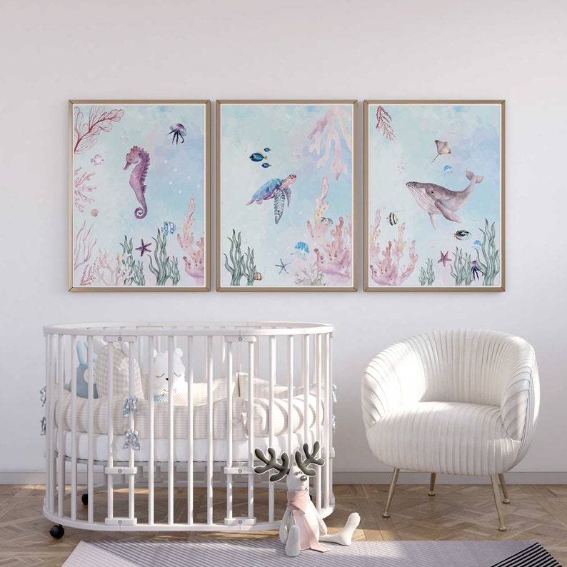 Under the Sea Nursery Prints: Ocean Animal Wall Art, Set of 3 - Etsy