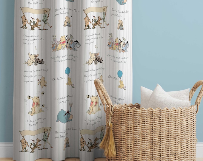 Winnie the Pooh Bear Nursery Curtains | Winnie the Pooh Nursery Decor | Kids Bedroom Curtains | Room Darkening Curtains | Nursery Curtains