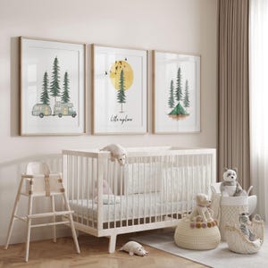 Camping Nursery Art Prints: Adventure Kids Room Decor, Set of 3