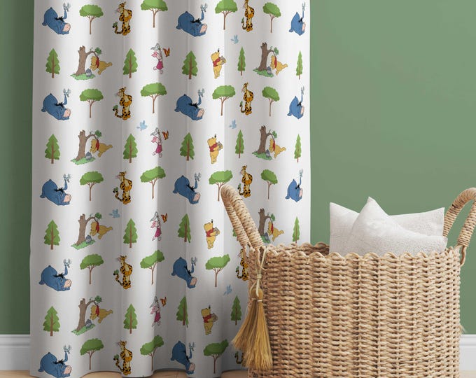 Winnie the Pooh Nursery Curtains, Winnie the Pooh Nursery Decor, Kids Bedroom Curtains, Room Darkening Curtains, Woodland Nursery Curtain