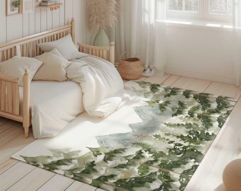 Mountain Nursery Decor, Mountain Nursery Area Rug, Forest Nursery Decor, Mountain Forest Nursery Decor, Area Rug for Kids Bedroom, Gift
