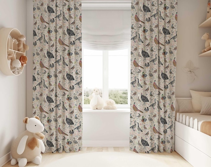 Bird Hunting Nursery Curtains, Duck, pheasant, goose Nursery Decor, pheasant Curtains, Forest Baby room, Baby Boy Curtains, Baby Shower Gift