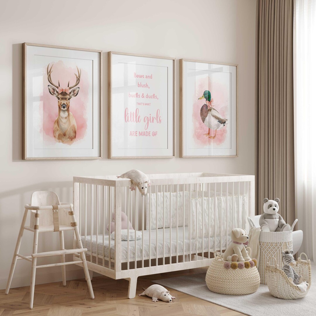 Watercolor Duck & Deer Nursery Prints: Girl Hunting Decor, Set of 3 - Etsy