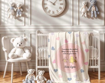 Winnie the Pooh Baby Blanket: Personalized Girl Nursery Blanket
