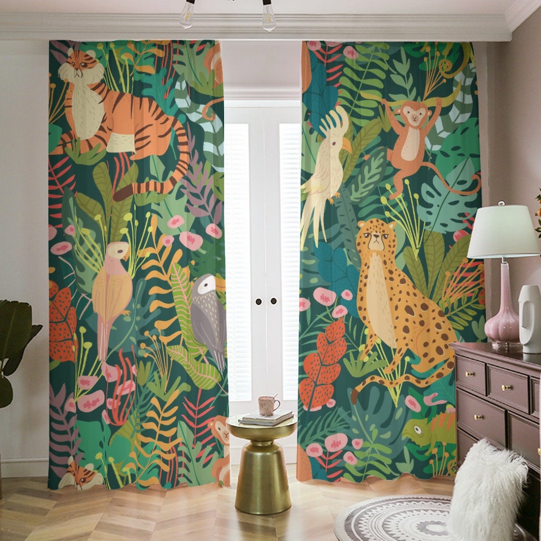 Jungle Nursery Curtains Jungle Theme Nursery Decor Kids Etsy