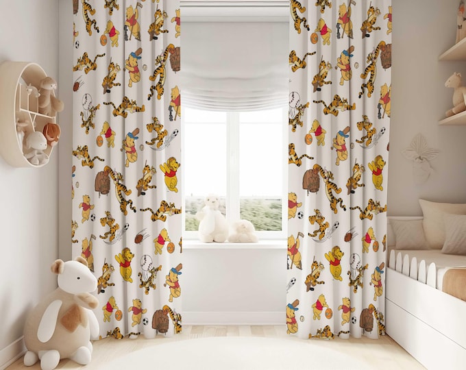 Winnie the Pooh Nursery Curtains: Sports Room Darkening Kids Bedroom Decor