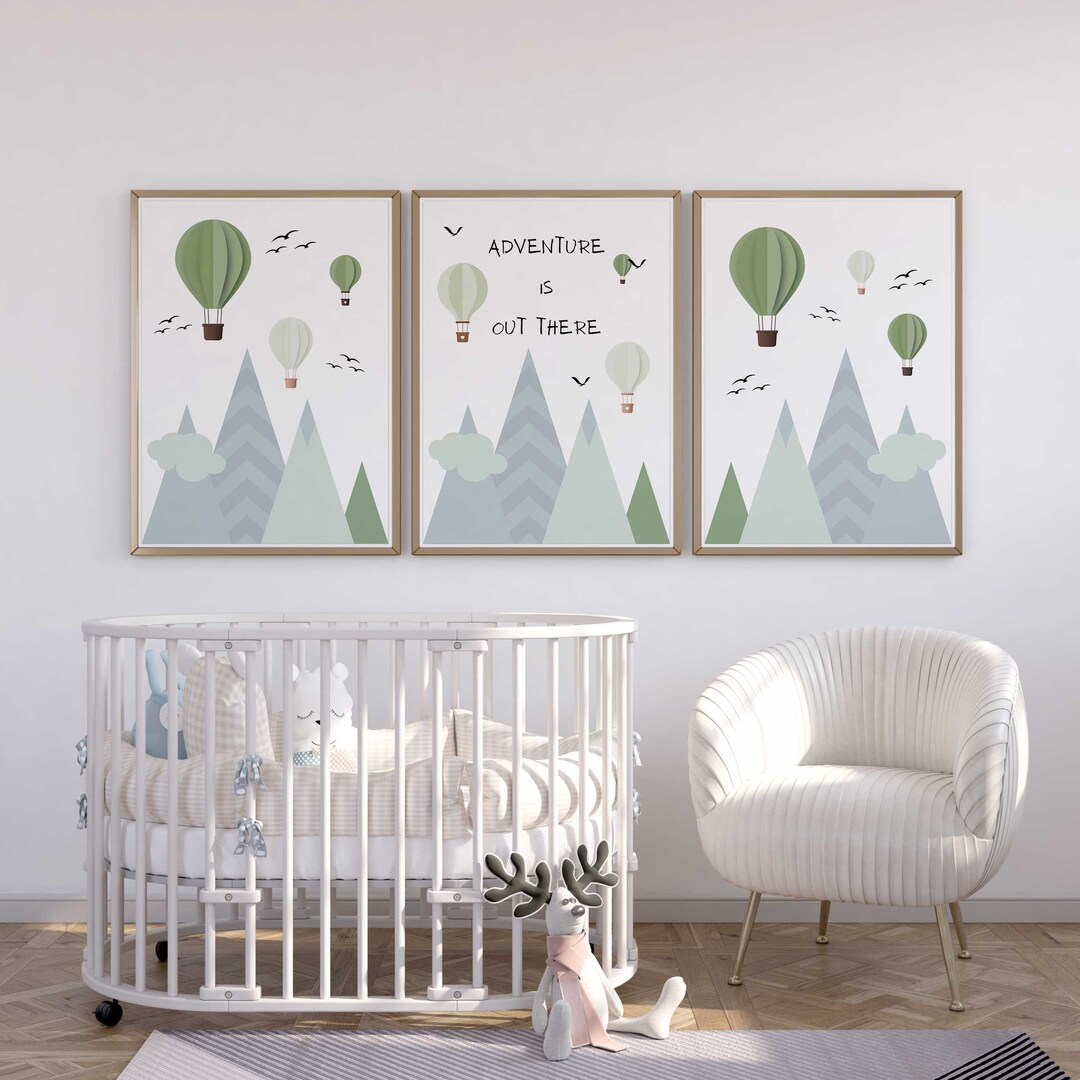 Hot Air Balloon Nursery Wall Decor Adventure Nursery Decor Mountain