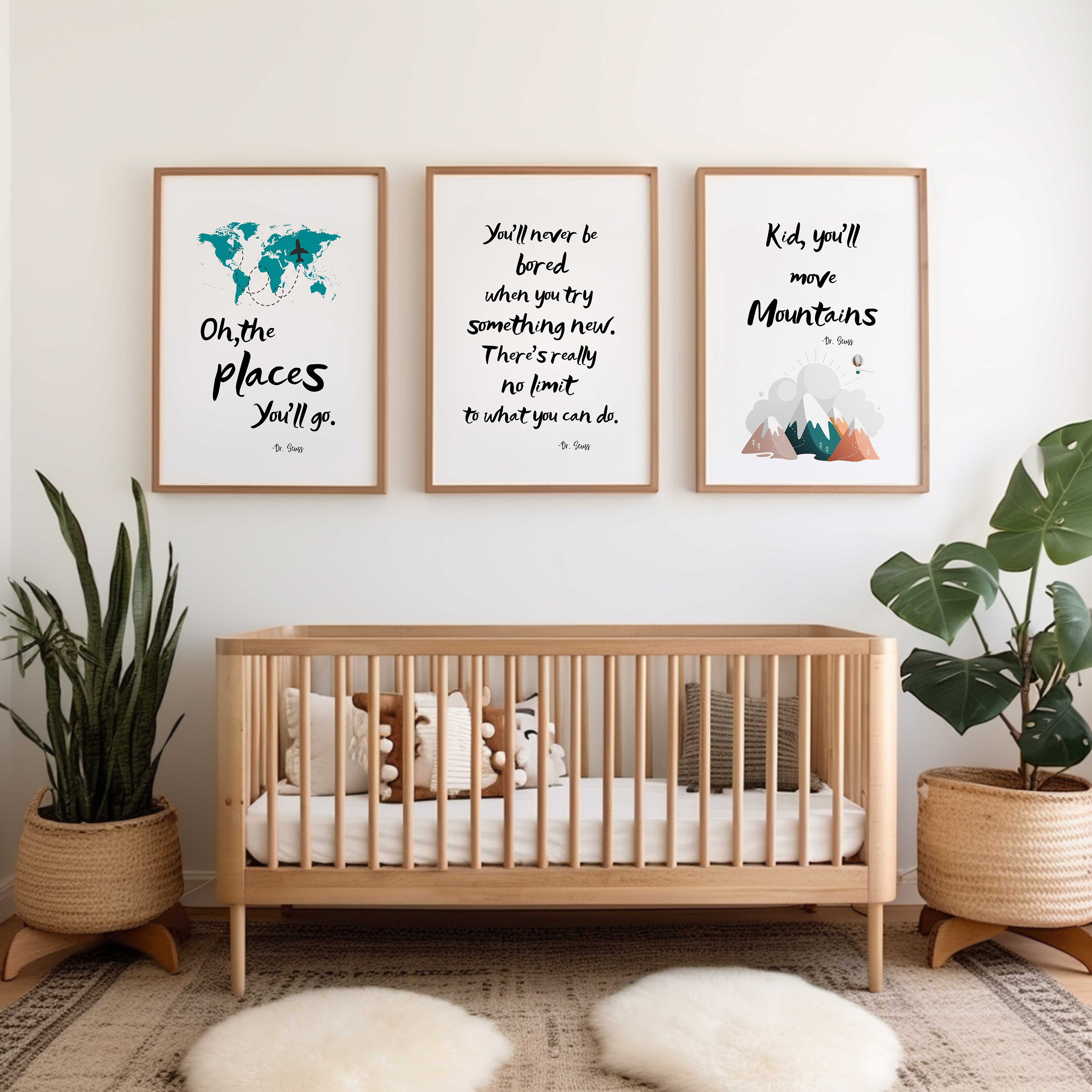 Oh the Places You ll Go Nursery Decor Dr. Seuss Nursery Prints Dr. Seuss Nursery Decor Set of Three Nursery Prints Adventure Prints Etsy