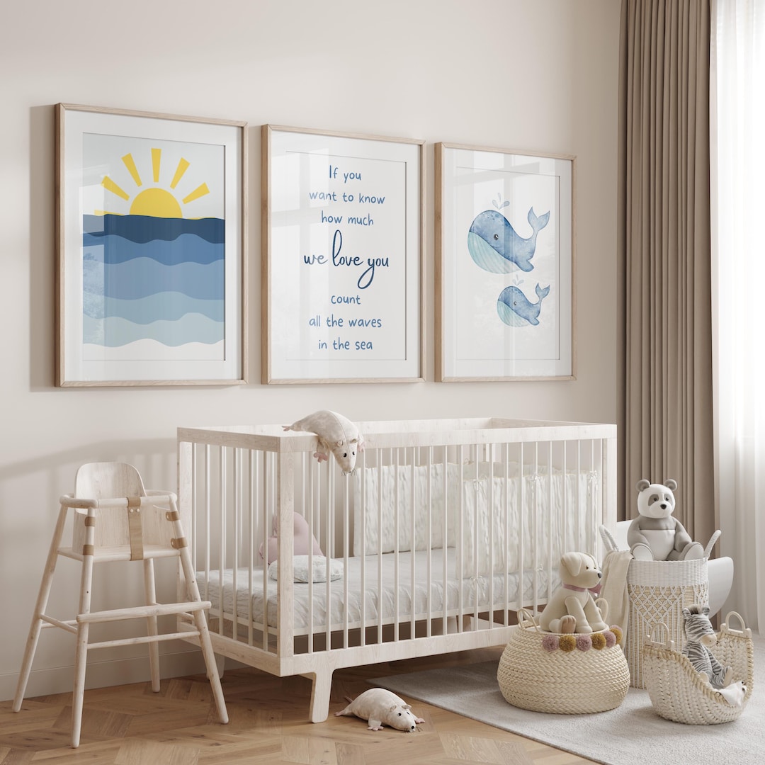 Ocean Nursery Wall Art Print Set: Sunset Whales, Coastal Decor - Etsy