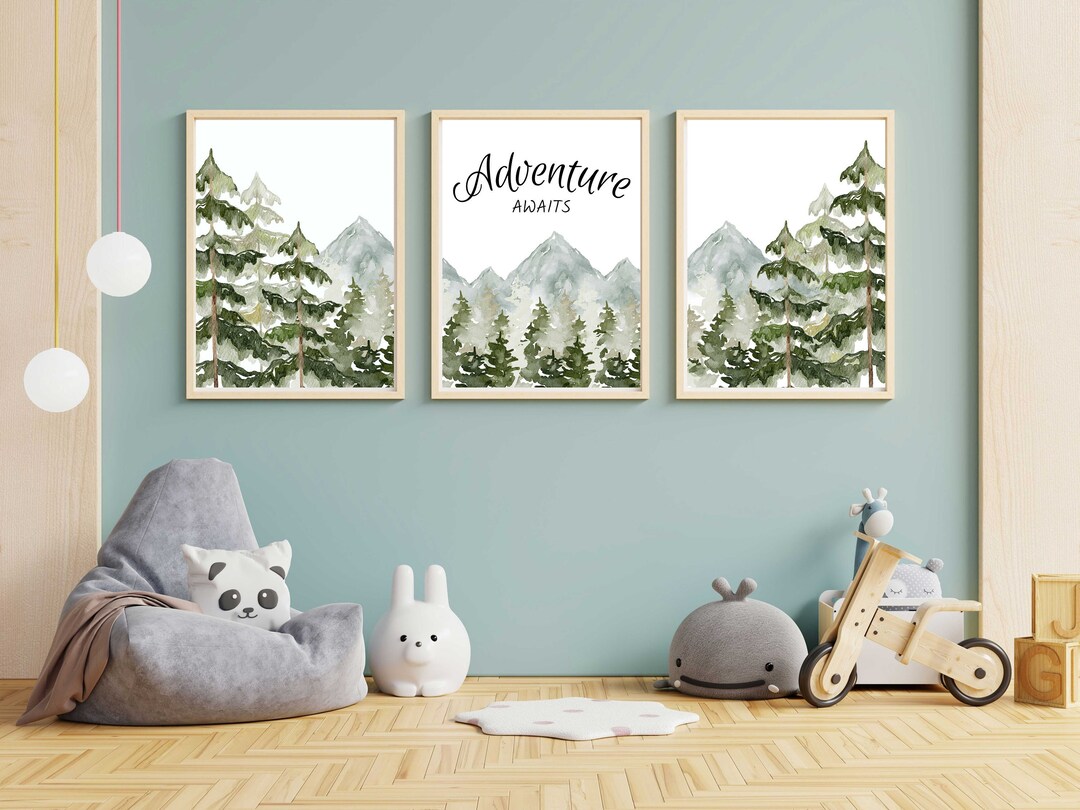 Mountain Nursery Wall Decor Woodland Nursery Decor Etsy