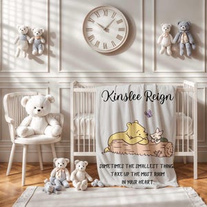 Personalized Winnie the Pooh Baby Blanket: Plush Nursery Decor