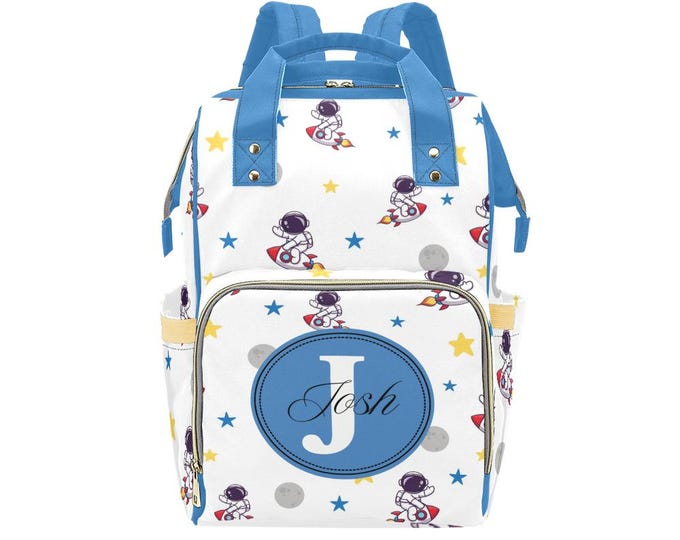 Astronaut and Rocket Diaper Bag Backpack, Personalized Baby Shower Gift