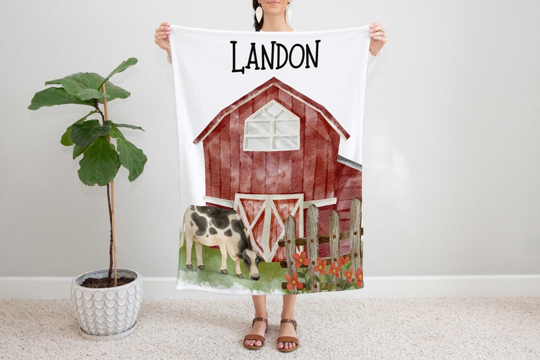 Personalized Farm Baby Blanket Farm Blanket Barn Blanket Etsy