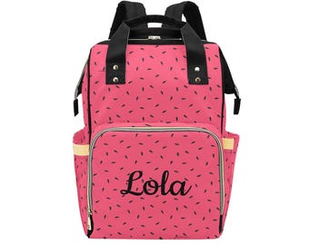 Personalized Pink Diaper Backpack: Baby Girl Shower Gift