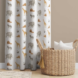 Safari Animal Nursery Curtains: Room Darkening Kids Bedroom Decor