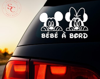 Minnie and Mickey baby on board sticker