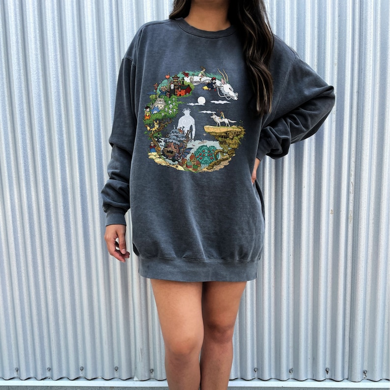 Spirited Away Studio Ghibli Sweatshirt, Hayao Miyazaki, Ghibli Totoro Shirt Gift, Ghibli No Face Shirt, Howl's Moving Castle shirt, Calcifer image 4