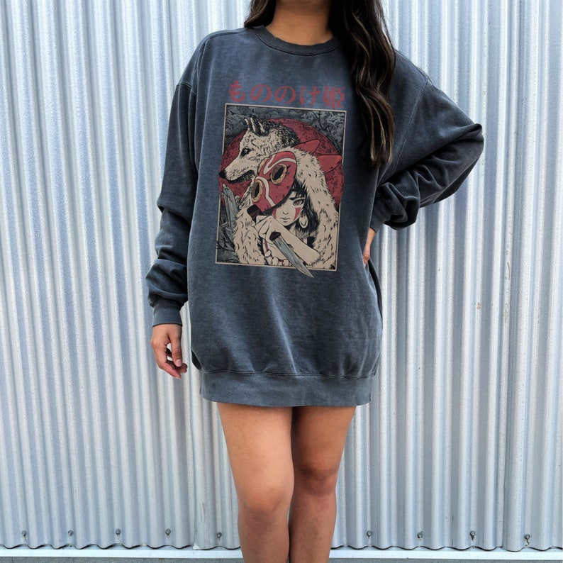 Vintage Princess Mononoke Washed Acid Sweatshirt, Mononoke Y2K T shirt, Studio Ghibli Anime Sweatshirt, Spirited Away T-Shirt, Totoro Hoodie image 3