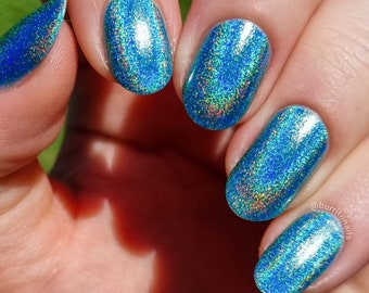 Cosmic Front - Cyan Blue Linear Holographic Nail Polish