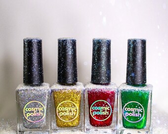 Festive Four - Christmas Bundle Glitter Red Green Tinsel Nail Polish