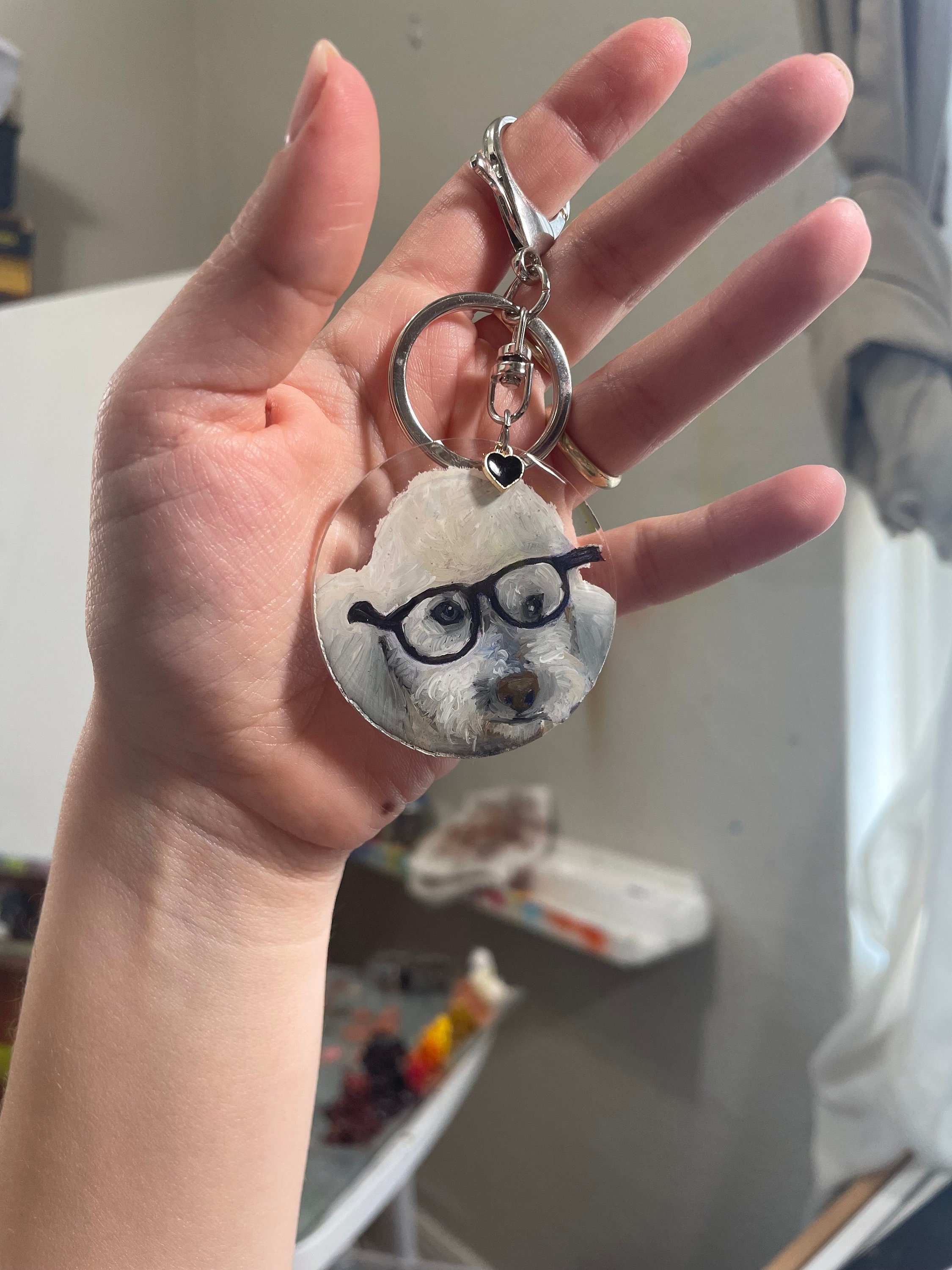 Happy Family Couple Kid Dog Cat Personalized Acrylic Keychain