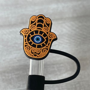 Hamsa Hand Evil Eye Straw Topper - Tumbler Accessory (8mm or 10mm)
