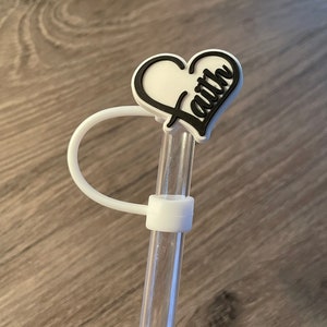 Faith Heart Straw Topper - religious - cover for straws - 8mm or 10mm opening