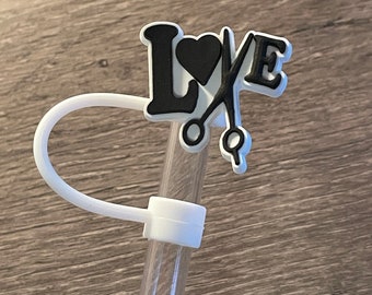 Hairdresser Straw Topper - Love - Sheers - cover for straws - 8mm or 10mm opening