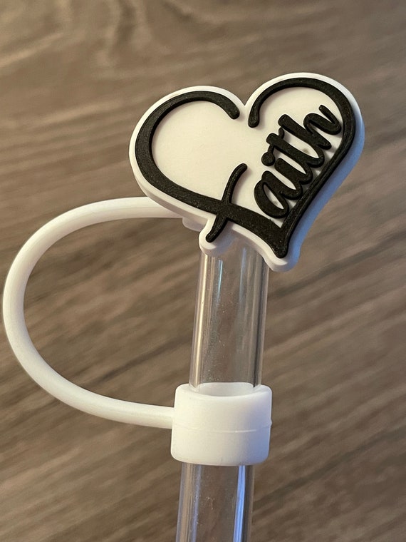 Faith Heart Straw Topper Religious Cover for Straws 8mm or 10mm