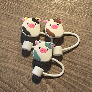 7PCS Cow Straw Cover Silicone Straw Covers Cap For Tumblers Cover Tips C0S0