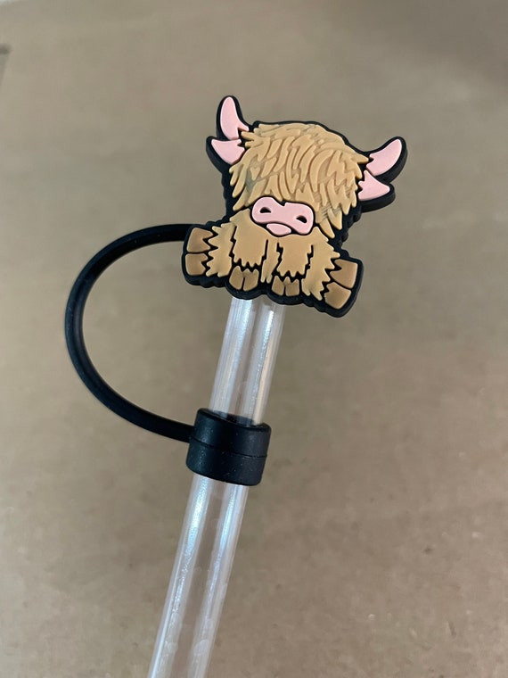 Highland Cow Straw Topper, Straw Toppers, Cow Straw Topper, Straw Topper,  Straw Charms, Dust Cover, Straw Caps, Fits 6mm to 8mm Straws 