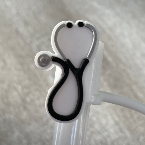 Stethoscope Straw Topper - medical nurse doctor rn - cover for straws - 8mm or 10mm opening