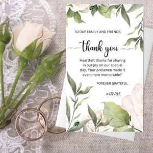 Hochzeiten, digitale Hochzeits-Dankeskarte, Hochzeitskarte, Dankes-PDF. Templett-Design, druckbare Dankeschön-Vorlage, bearbeitbare Vorlage