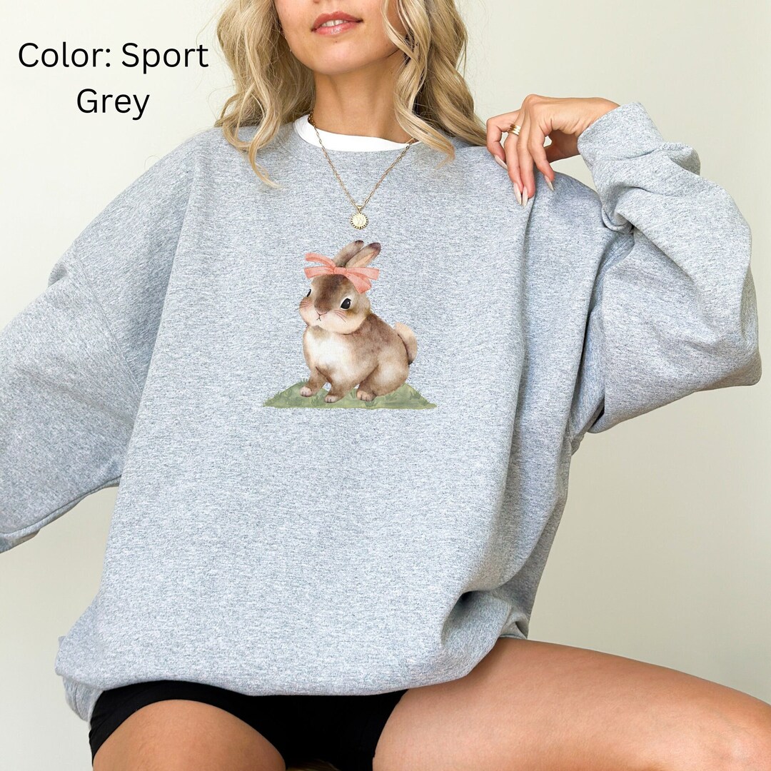 Coquette Bunny Sweatshirt, Pink Bow Sweatshirt, Coquette Crewneck ...