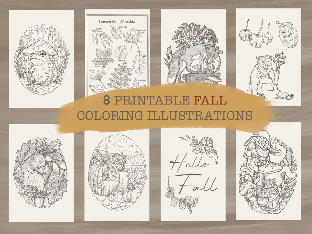 8 Fall Nature Coloring Printable Coloring Pages Bundle Kid - Etsy Australia