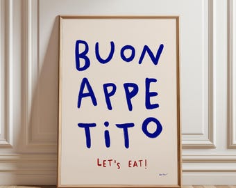 Buon Appetito Wall Art, Let‘s Eat Print, Bon Appetit Poster, Modern Kitchen Print, Minimalistic Kitchen Wall Art, Trendy Dining Room Poster