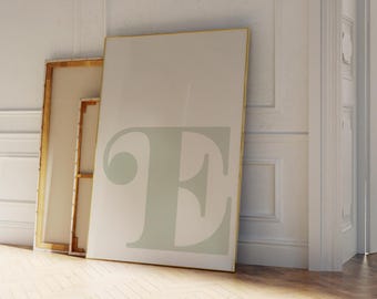 Letter E Print: Sage Green Alphabet Poster, Trendy Dorm Decor (PDF & PNG Files 30x40cm)