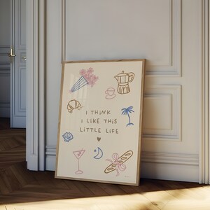 Creo que me gusta este arte de pared de Little Life, Póster de cocina estética, Decoración de dormitorio femenino, Póster con cita bonita, Arte de carro de bar moderno, Impresión de martini