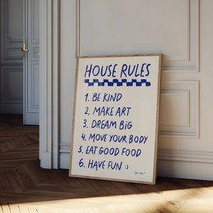 House Rules Wall Art, House Rules Art Print, Aesthetic Apartment Quote Print, Trendy Dorm Room Decor, Modern Home Decor, Motivational Poster