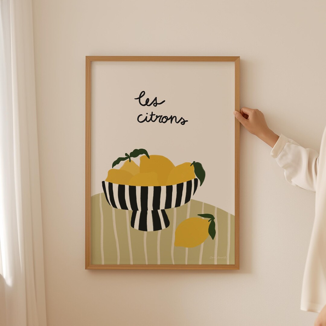 Les Citrons Wall Art, Lemon Wall Art Print, Bowl With Lemons Decor ...