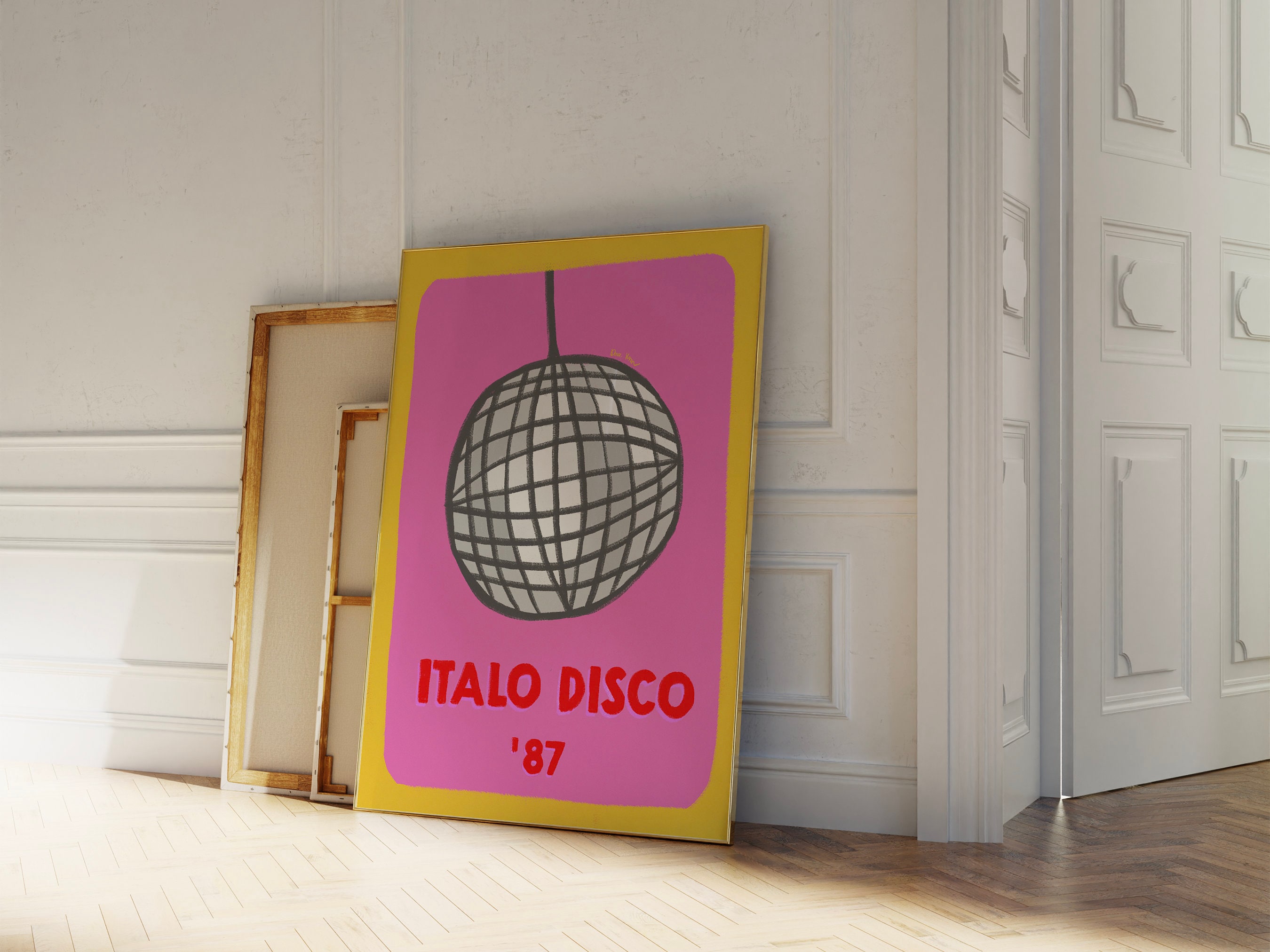 Italo Disco Wall Art, Disco Ball Print, Retro Poster, Trendy Disco