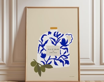 Olio d'Oliva kunst aan de muur, olijfoliefles print, moderne gestreepte olijfolie poster, olijven muurkunst, food art decor, Italiaanse keuken kunst aan de muur