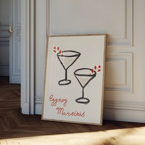 Eierlikör Martinis Wandkunst, Weihnachts Cocktail Druck, Weihnachts Getränke Poster, Weihnachts Bar Cart Art, Urlaub Küche Druck, Urlaub Getränke
